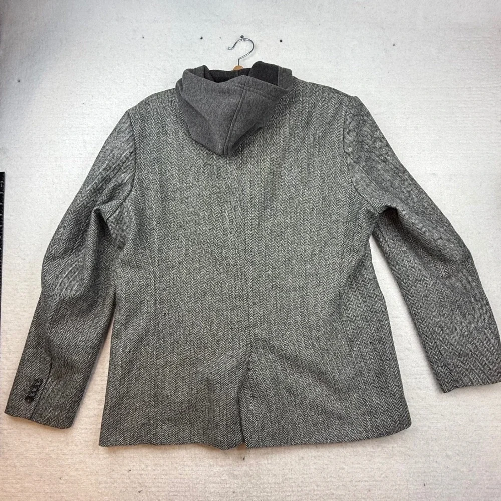 American Rag Mens Herringbone Blazer Jacket Hood Gray XL 1990s vibes Y2K Street - Picture 6 of 10